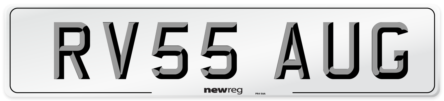 RV55 AUG Number Plate from New Reg